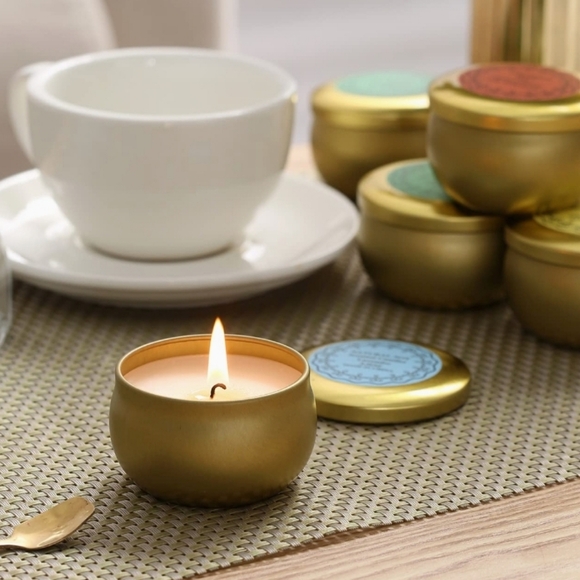 New! 2.5 oz. Natural Soy Essential Oil Scented Gold Tin Candle(Individual) - Picture 3 of 4